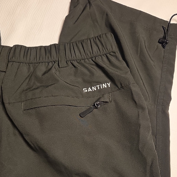 SANTINY Women's Olive Cargo Capris,SZ L. - Picture 6 of 8